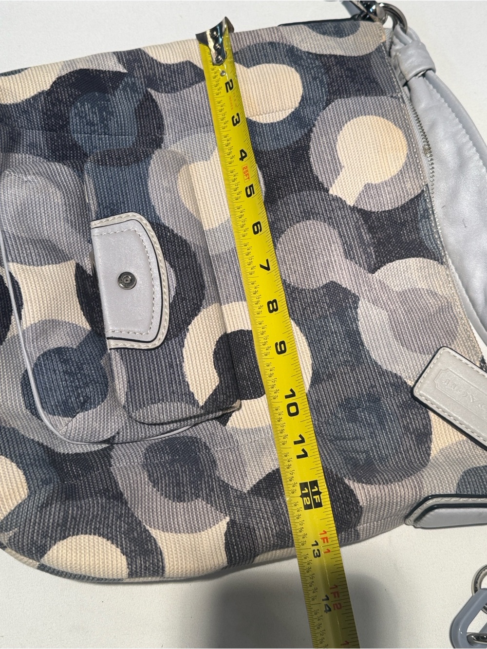 Coach Blue & White Signature Chain-Detail Hobo - Picture 12 of 14